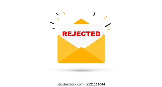 Open yellow envelope with word rejected illustration