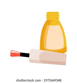 open yellow nail polish vector flat illustration on white background. Vector illustration