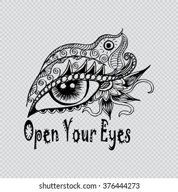 Open your eyes. Hand drawing illustration