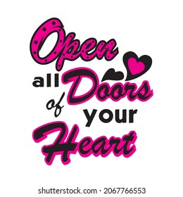 open your heart vector illustration editable - romance quotes 