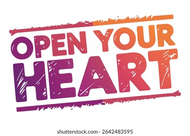 Open Your Heart Vector Illustration. open your heart rubber stamp seal vector
