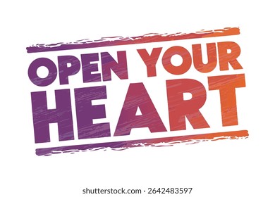 Open Your Heart Vector Illustration. open your heart rubber stamp seal vector