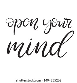 Open Your Mind Black White Lettering Stock Vector (Royalty Free ...