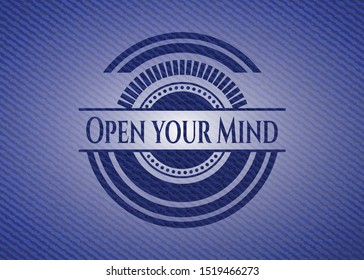 Open your Mind with denim texture. Vector Illustration. Detailed.
