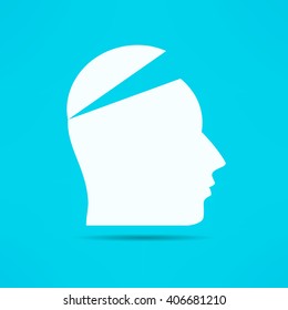 Open your mind design. Free your mind. Opened head. Attention concept.