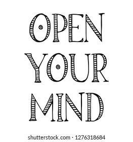 open your mind label on white background