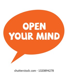open your mind label on white background