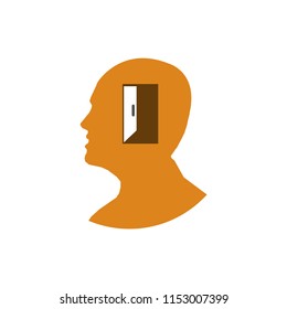 Open Your Mind with people icon. Flat vector illustration on white background