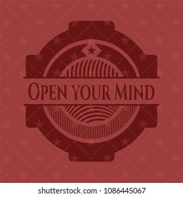  Open your Mind retro style red emblem