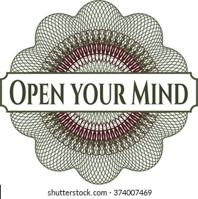 Open your Mind rosette or money style emblem