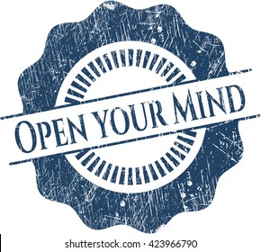 Abre el sello de goma de la Mind con textura de grunge