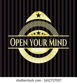 Open your Mind shiny badge. Vector Illustration. Detailed.