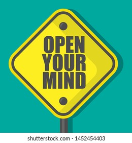 open your mind sign isolated on green background. flat design