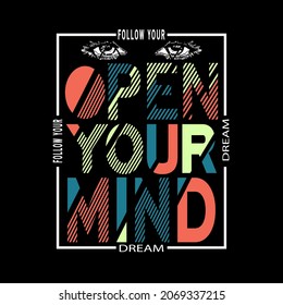 Open your mind typography vector art