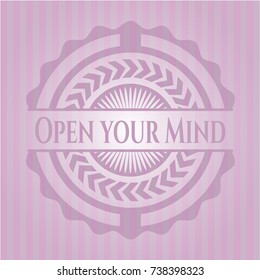 Open your Mind vintage pink emblem
