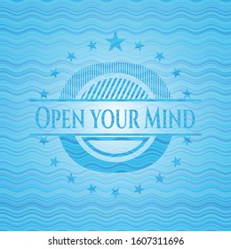 Open your Mind water representation badge. Vector Illustration. Detailed.