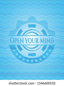 Open your Mind water wave representation badge background. Vector Illustration. Detailed.