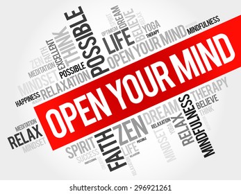 Open your mind word cloud concept