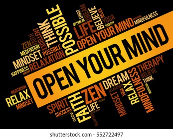 Open your mind word cloud collage, concept background