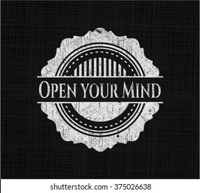 Open your Mind written with chalkboard texture