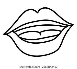 Open your mouth. Part of the human body is the lips. Line flat vector illustration, eps10
