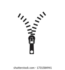 Open zipper black isolated vector illustration. Zipper glyph icon.