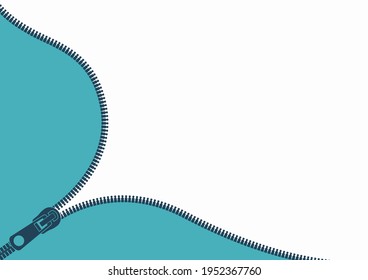 Open zipper with copy space. Background with place for text. Vector illustration.