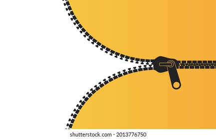Open zipper, editable template. Stylish yellow background for banner, landing page, flyer, cover, stories etc. Vector illustration