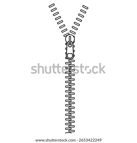 Open Zipper with fastener vector illustration