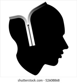 open zipper human mind Isolated over background and groups, vector illustration
