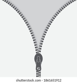 Open Zipper minimal logo. Zip Vector iicon