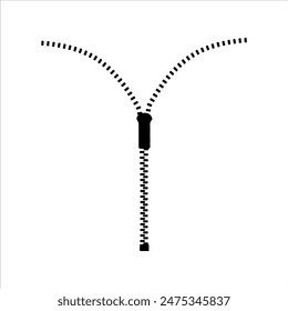 Open zipper silhouette isolated on white background. Zipper icon vector illustration design.