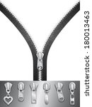 Open zipper with sliders set