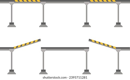 openable bridge road and bridge. vector drawn bridge. open and closed bridge
