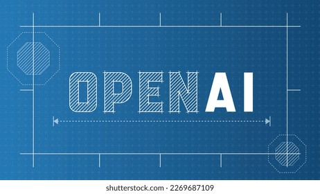 OpenAI Banner Background. Blueprint Style Typography for AI technology.