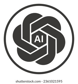 openAi logo, Artificial intelligence icon for apps, printing, or document. A simple flat vector illustration.