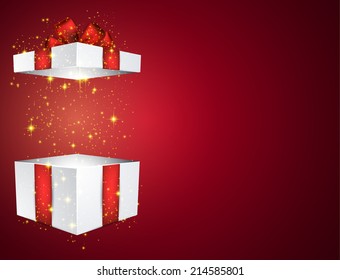 Opened 3d Realistic Gift Box Red Stock Vector (Royalty Free) 214585801 ...