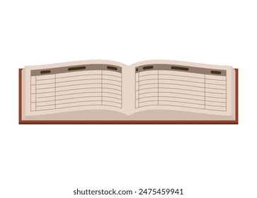 Opened address book. Simple flat illustration.
