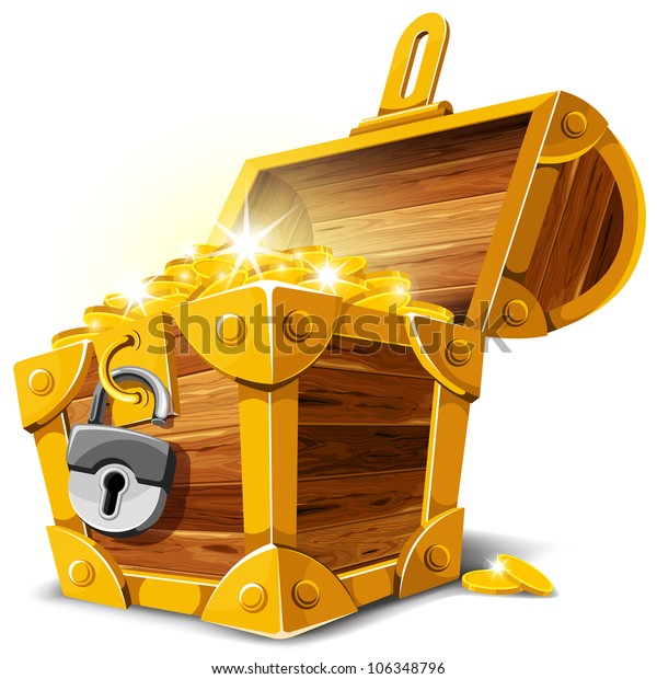 Opened\
antique treasure chest. Vector\
illustration.