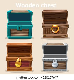 Opened antique wooden chest in vector