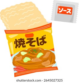 Um saco aberto de macarrão instantâneo de yakisoba
