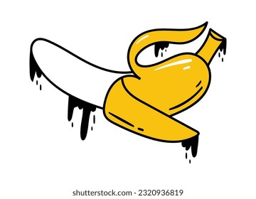 Opened Banana Street Graffiti Vector Illustration