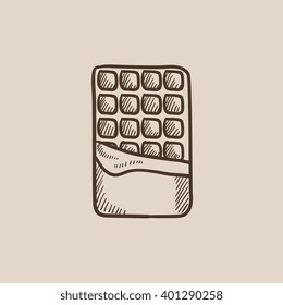 Opened bar of chocolate sketch icon.