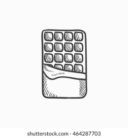 Opened bar of chocolate vector sketch icon isolated on background. Hand drawn Opened bar of chocolate icon. Opened bar of chocolate sketch icon for infographic, website or app.