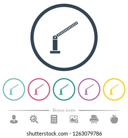 Opened barrier flat color icons in round outlines. 6 bonus icons included.