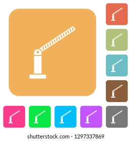 Opened barrier flat icons on rounded square vivid color backgrounds.