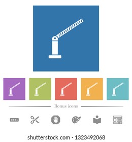 Opened barrier flat white icons in square backgrounds. 6 bonus icons included.