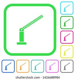 Opened barrier vivid colored flat icons in curved borders on white background