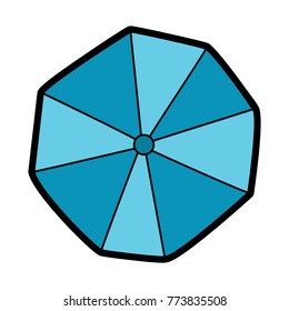 opened beach umbrella top view