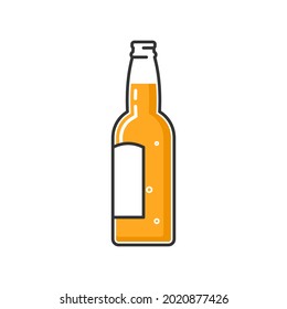 Opened beer bottle isolated on white background. Side view. Flat vector illustration.